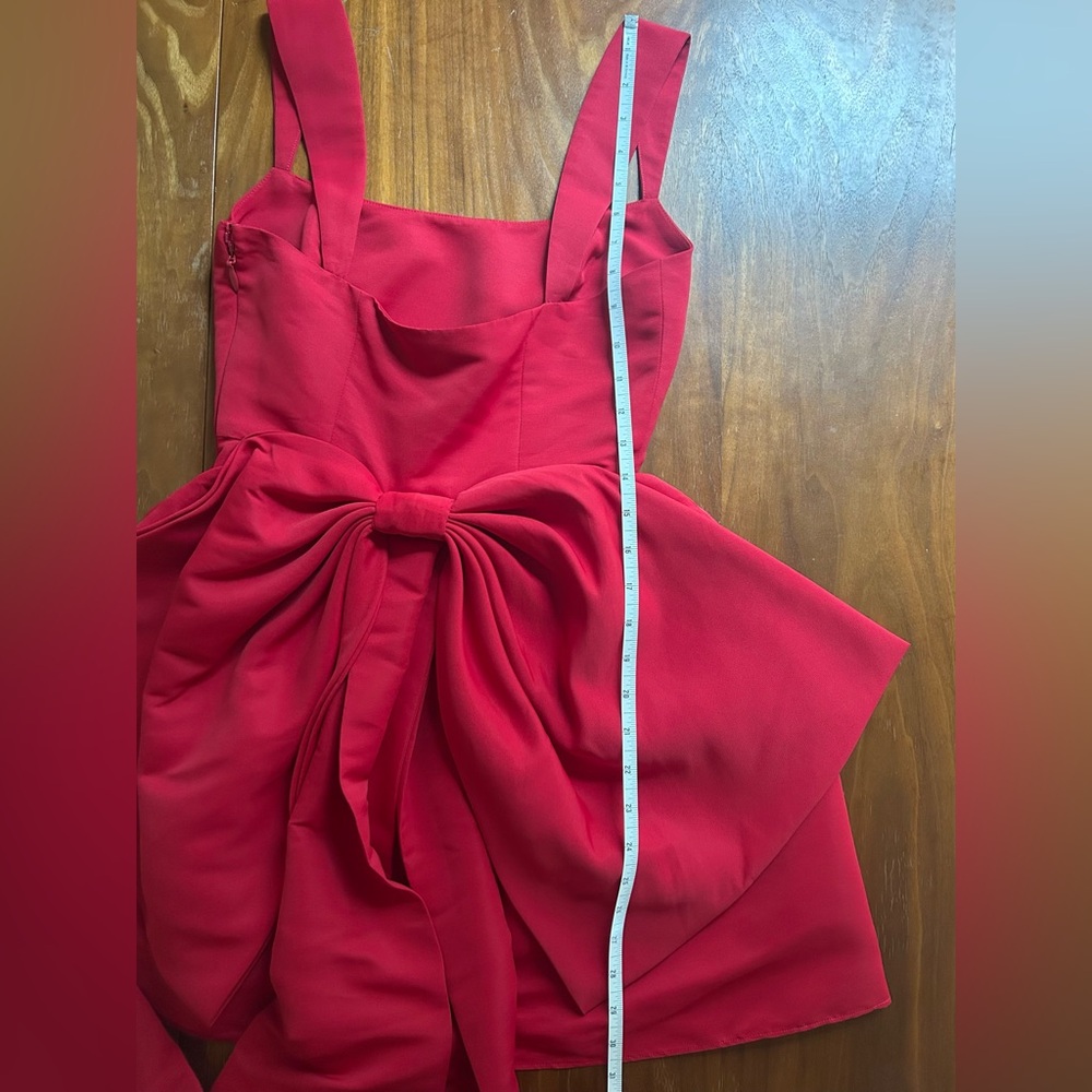 Sachin + Babi Blaine Bow Train Mini Dress | red | size 0 - Picture 10 of 13
